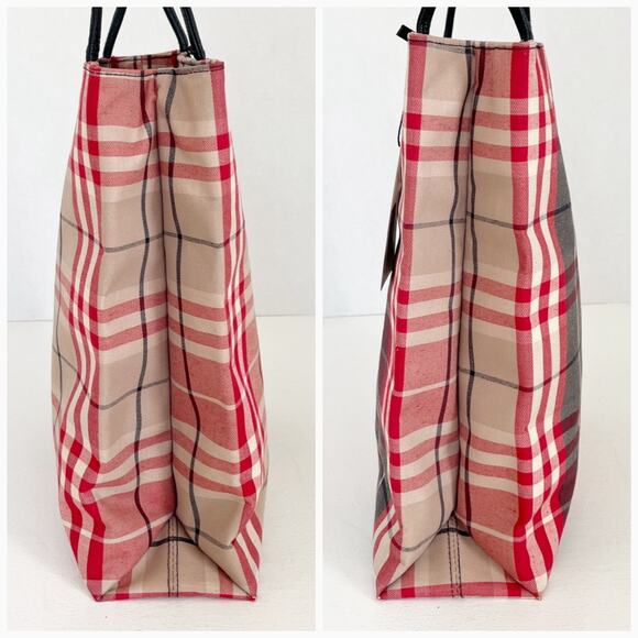 BURBERRY Nova Check Hand Bag Canvas Red Tote - Picture 7 of 13
